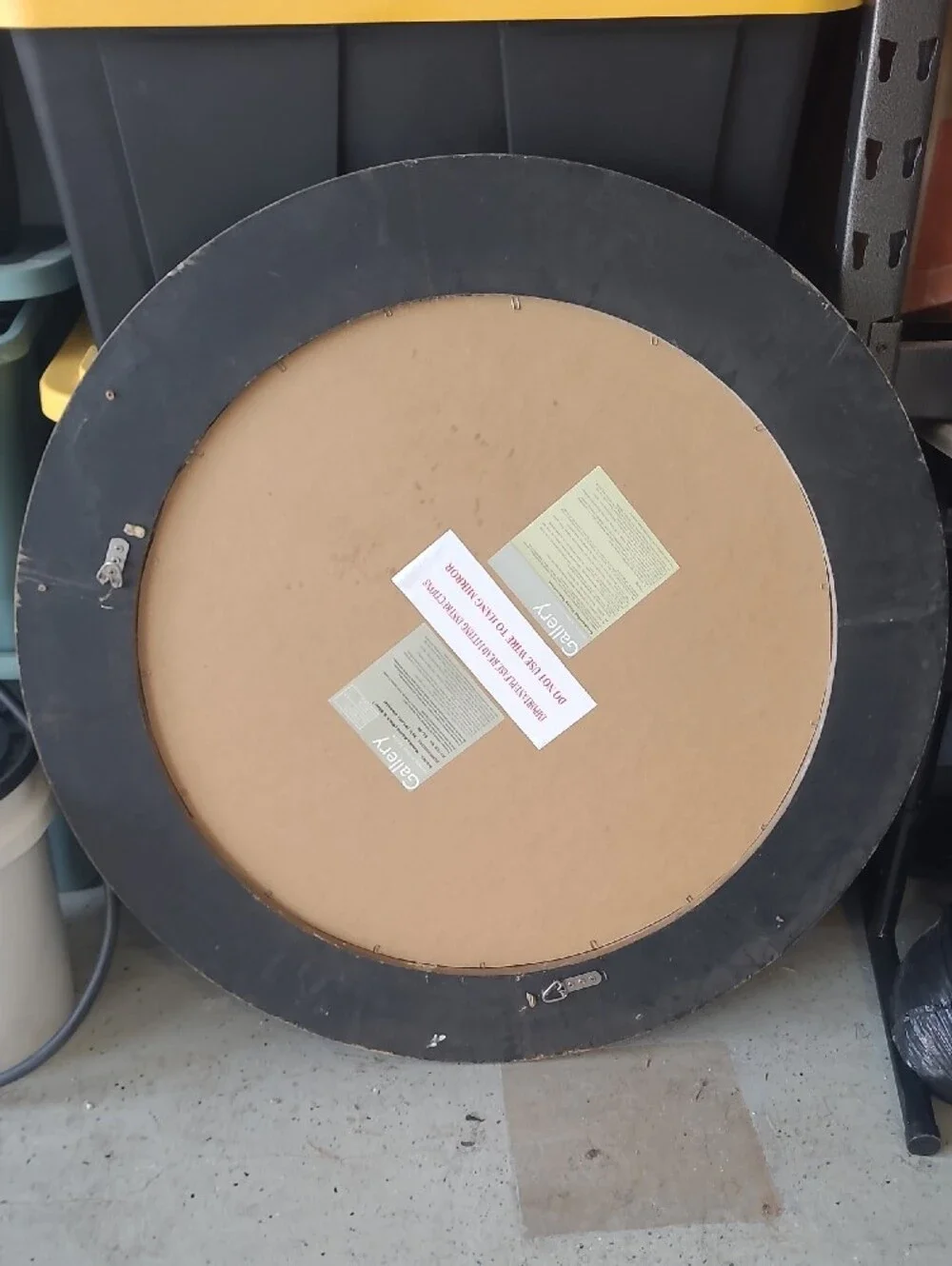 Round Distressed Wood Wall Mirror in Brown